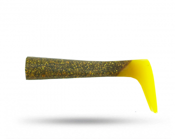 Esox Inc Paddle Tail - MotorOil Yellow Hot Tail
